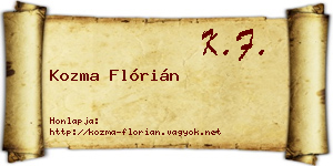 Kozma Flórián névjegykártya